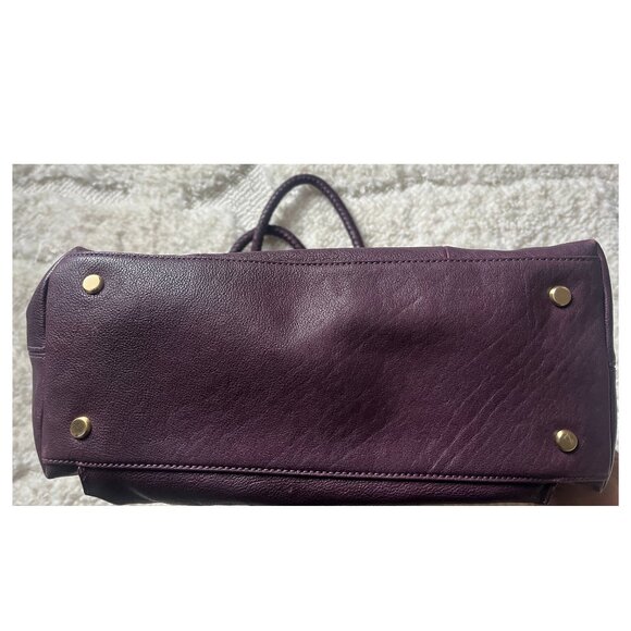 Cole Haan Purple Leather Bag Gold Accents - Picture 9 of 11